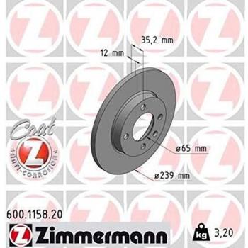 Kruhový brzdový kotúč Zimmermann 600115820