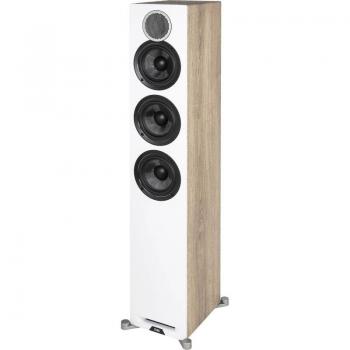 ELAC Debut Reference 5.25 140W 3-Way Floorstanding Speaker White Baffle/Oak Cabinet