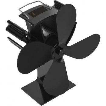 Heat Powered Fireplace Fan with 4 Blades and Digital Display