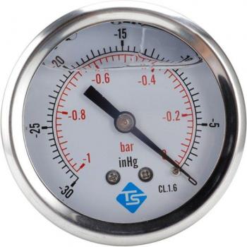 1/4 BSP Glycerine-Filled Back Compound Pressure Vacuum Gauge 68mm -1 to 2 Bar -30 inHg + 0 to 30 PSI