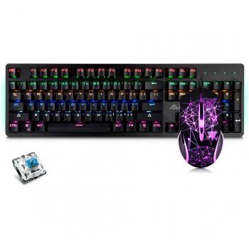 Ensemble Clavier Mécanique et Souris USB Filaire Ajazz 104 Touches Éclairé