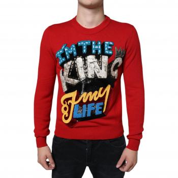 Dolce & Gabbana Multicolor Embroidered Wool Crew Neck Sweater - Size XS