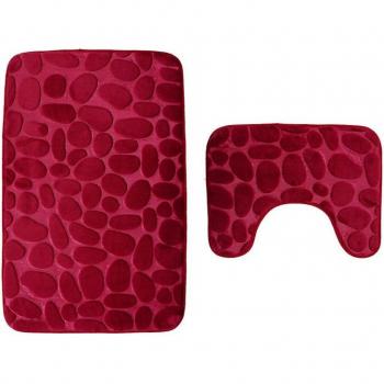 Non-Slip Cobblestone Bathroom Rug Mat Set