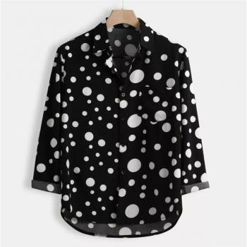 Chemise Manches Longues à Pois pour Homme - Tendance Élégante