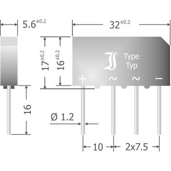 Diotec B500C7000-4000A 1-Phase Bridge Rectifier SIL-4 1000V 7A