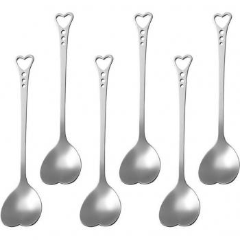 6pcs Cute Heart Shaped Mixing Spoons for Coffee