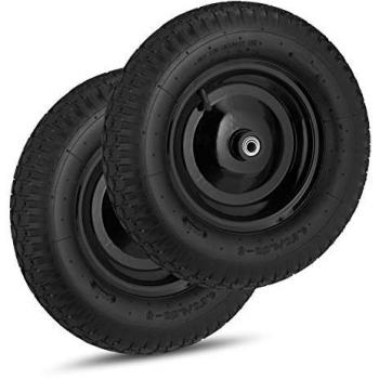 Juego de 2 Ruedas Neumáticas para Carretilla 4.80-4.00-8, Llanta de Acero, 3 Adaptadores, Capacidad 120 kg, Color Negro