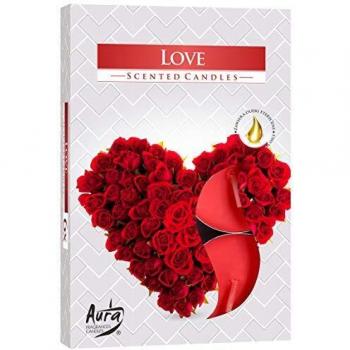 BISPOL Rosen-Duftteelichter Liebe - 6er Set