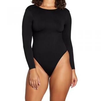 Black Softskin Scoop‑Back Long Sleeve Top