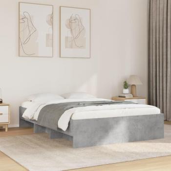 Lit double sans matelas gris béton 140x190 cm – bois d’ingénierie
