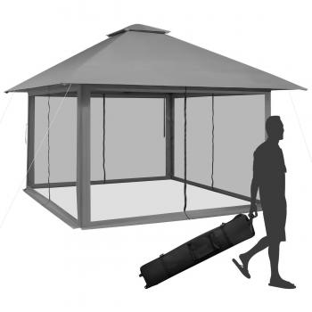 Costway 13 ft. x 13 ft. Grey Pop-Up Canopy Tent with Mesh Sidewalls
