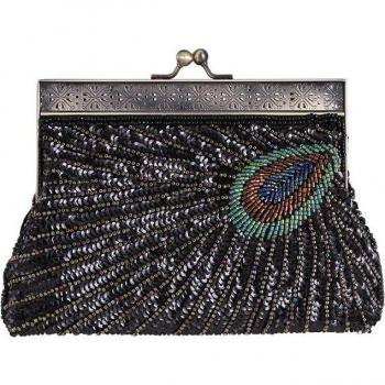 Beaded Peacock Party Handbag