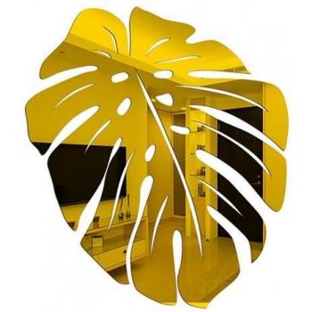 3D Leaf Mirror Wall Sticker - Self-Adhesive Acrylic Decor for Living Room 25x22 cm
