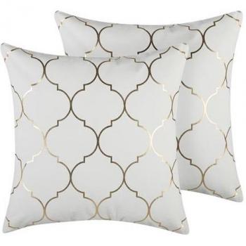 Alyssum Eleganza: Cuscini Bianchi con Motivo Geometrico 45x45