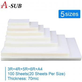 Thermal Laminating Film 5 Sizes (3R, 4R, 5R, 6R, A4) PET+EVA 20 Pcs