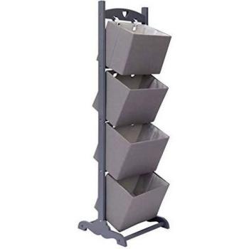 4-stufiges Holzregal in Dunkelgrau 35 x 35 x 125 cm