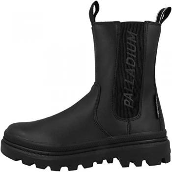 Palladium Chelsea Haut – Femme – Noir – Talon Grand – Cuir Bio