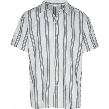 Knowledge Cotton Apparel Box S/S Gestreiftes Baumwollshirt Herren XL Weiß/Grau