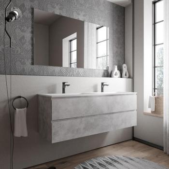 Mobiletto Ava 140 cm – Lavabo Mineralguss Bruxelles (Colore selezionabile: grigio calcestruzzo o bianco opaco)