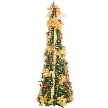Albero di Natale 180 cm Pieghevole – LED Verde HOMCOM