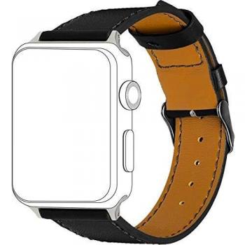 Topp - Echtleder Armband mit Ziernaht passend für Apple Watch 38/40 mm Grau