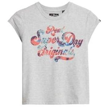 T-shirt Superdry Femme Scripté Floral Mancherons Multicolore
