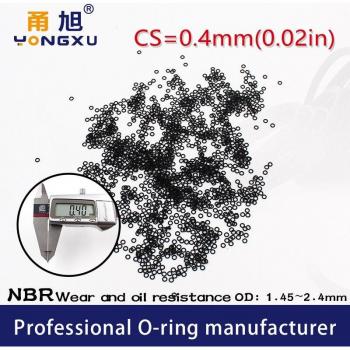 Black NBR O-Ring Gasket 10PCS - Waterproof Nitrile Rubber CS 0.4mm Thickness OD1.45/1.6/2/2.4mm