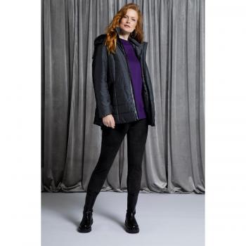 Plus Size Waterproof Sympatex Quilted Jacket with Hood and Two-Way Zipper, Women, Grey, Size 20/22