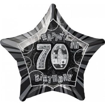 Einzigartige Party 70. Geburtstag Folienballon mit schwarzem Stern