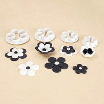 Stampo per pasta da zucchero a forma di rosa, set di 4 pezzi in plastica