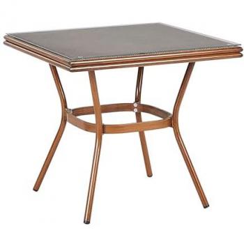 Square Garden Table with Aluminium Frame and Tempered Glass Top, 80 x 80 cm - Caspri II