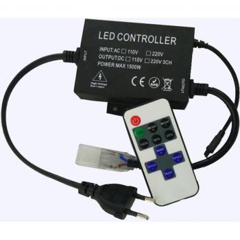 Dual Voltage 1500W LED Strip Dimmer & Controller, 11‑Button IR Remote – 110/220 V, EU or US Socket