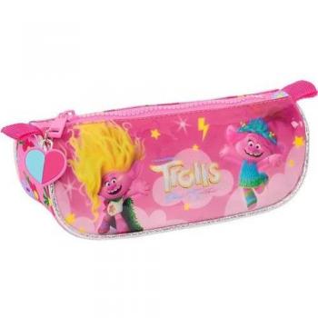Estuche Escolar Rosa Trolls Triangular