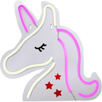 JUST LIGHT Neon Unicorn LED-Wandleuchte USB, 1-flammig mit integriertem LED-Board