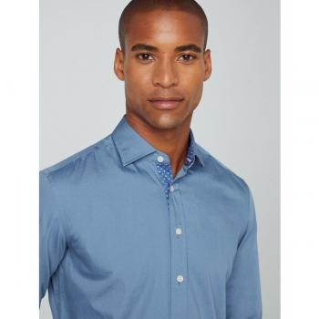 Camisa de hombre slim lisa en color azul Hackett