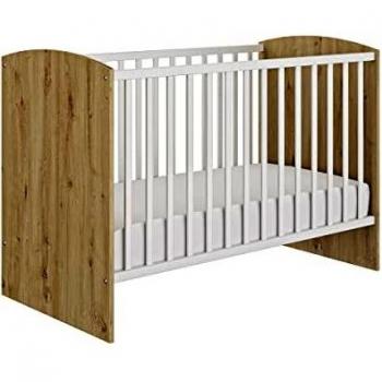 Lit bébé en bois et blanc avec tiroir, Arthur, 60x120 cm