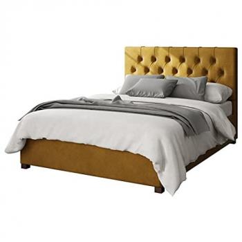 Olivier Velvet Upholstered Storage Ottoman – Small Double (Mustard)