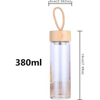 450ml Glass Water Bottle with Bamboo Lid and Rope