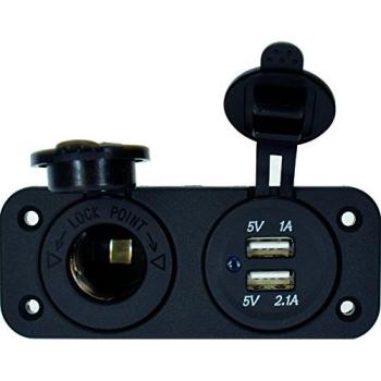 EuroMarine Flush-Mounted Double USB Connector Black