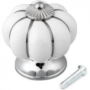 KSOL White Cabinet Drawer Pull with Silver Button