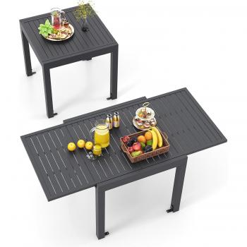 Table Extensible d'Extérieur en Aluminium 80-160 cm - GOPLUS
