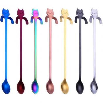 Stainless Steel Long Handle Mixing Spoons for Ice Tea - Pack of 7