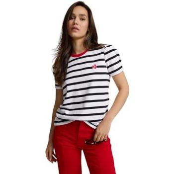 Silbon - Top femenino de rayas con mangas voluminosas