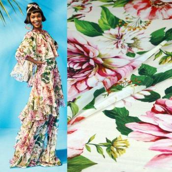 Tissu Pivoine en mousseline pour couture