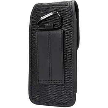 Funda Cinturón para Caterpillar CAT S52 rugged (2020) con Tarjetero Diseño en Piel y Nylon Vertical - Negra