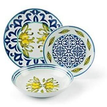 Excelsa Amalfi 18-Piece Porcelain Dinnerware Set for 6 in Blue, Yellow, Green, and White
