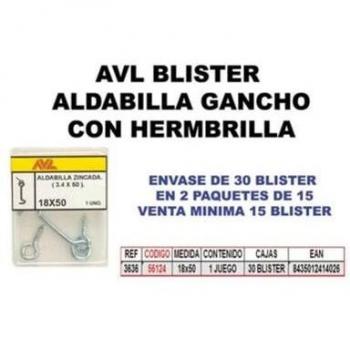 Aldabilla Gancho+Hembrilla 3636 Zincado – Pack de 15