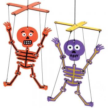 Halloween Crafts Dancing Skeleton Wooden Marionette Kits (Pack of 3)