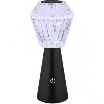 Lampe Décorative Latérale RGB LED Cristal Clair avec Contrôle Tactile et Batterie Noir