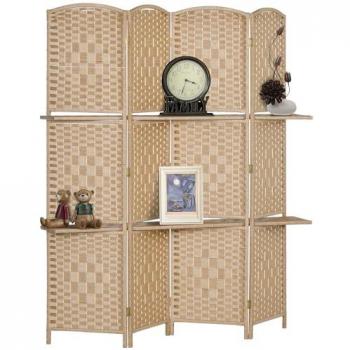 Homcom Biombo 4 Paneles 160 x 170 cm Marrón